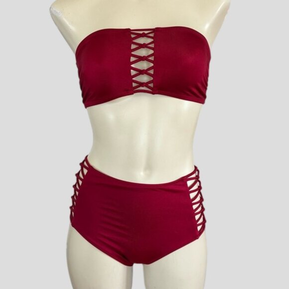 NWT/NWOT La Senza Red Bikini Lattice Detailing - Picture 1 of 16